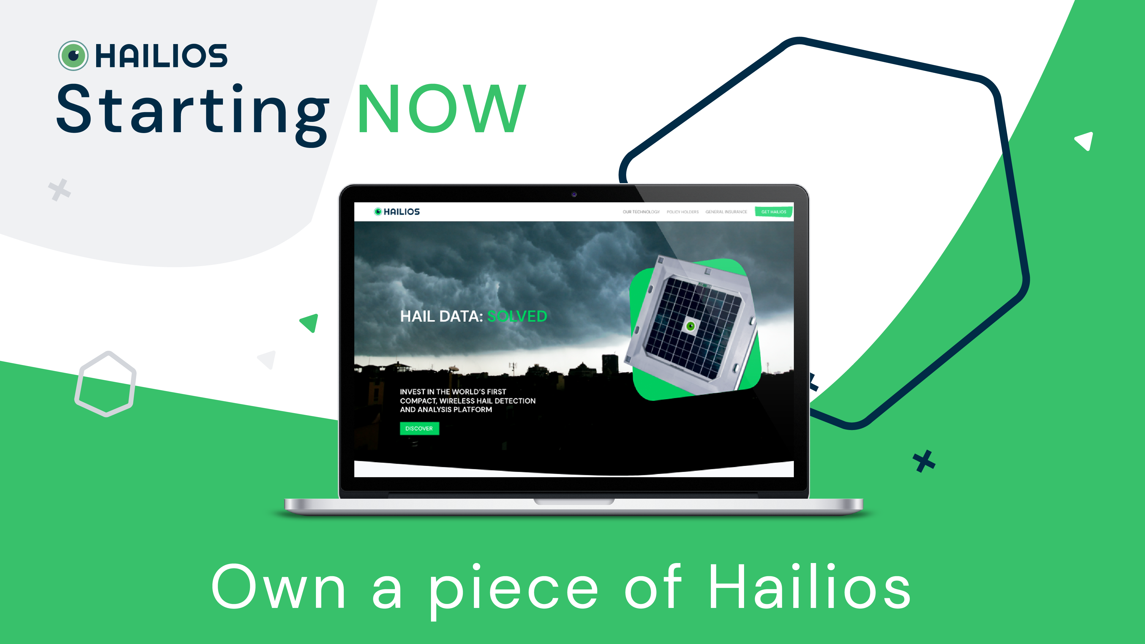 A computer showing the new Hailios investment page encourages people to invest in their newly launched crowd funding campaign.